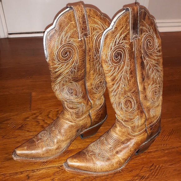 Justin Boots Shoes - Justin Leather Cowboy Boots, Womens 8.5